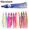 60Pcs Octopus Squid Skirt Lures Bait Saltwater Fishing Soft Lure 2inch-4.72inch