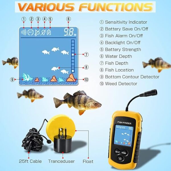 LUCKY Portable Handheld Fish Depth Finder Sonar Boat Fishfinder