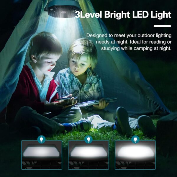Rechargeable Portable Camping Fan with LED Lantern for Fishing Tent