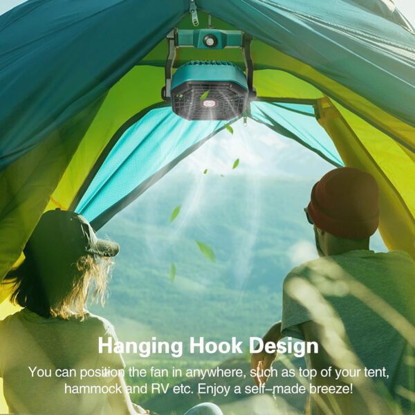 Rechargeable Portable Camping Fan with LED Lantern for Fishing Tent