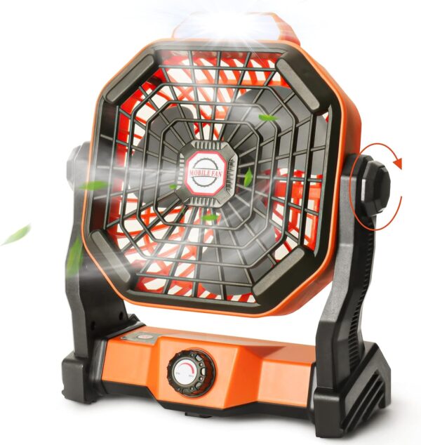 Rechargeable Portable Camping Fan with LED Lantern for Fishing Tent