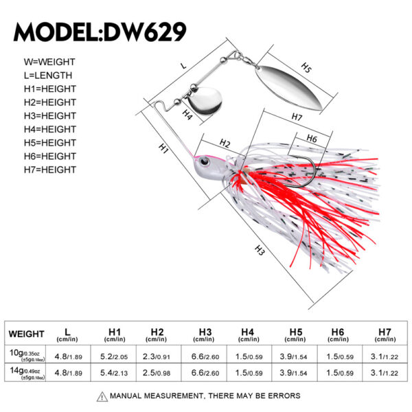 Wholesale 10G/14G Spinnerbait Lures - Weedless Buzzbait with Metal Blade & Silicone Skirt