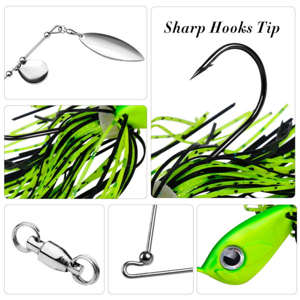 Wholesale 10G/14G Spinnerbait Lures - Weedless Buzzbait with Metal Blade & Silicone Skirt