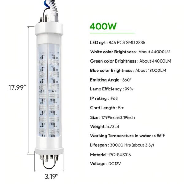 400W LED Fishing Light – Powerful Underwater Fishing Light