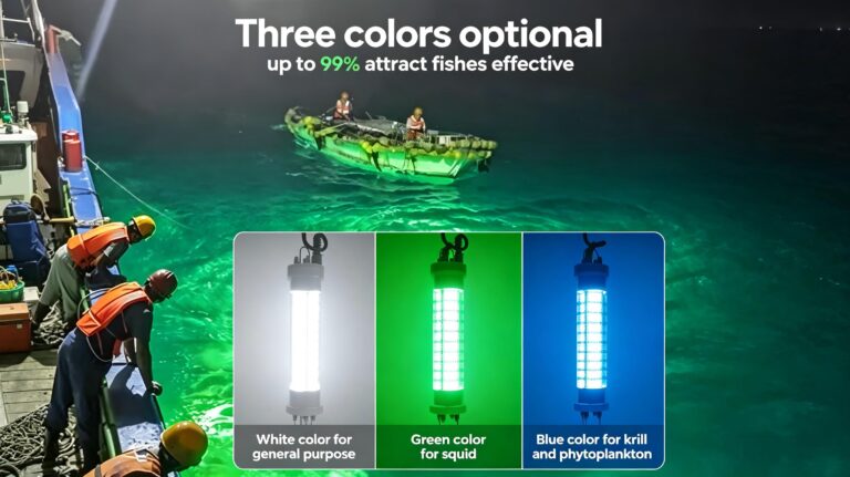 LED fishing lights used for night fishing attracting fish underwater