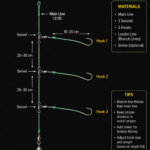 3 hook swivel fishing rig diagram with main line, three hooks and sinker xsikes fishing hooks setup