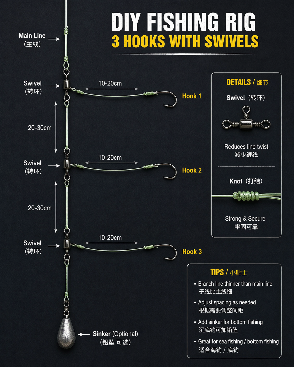 3-Hook Swivel Fishing Rig: Structure Optimization and Hook Selection for Improved Catch Efficiency-XSikes | Leading Supplier of Professional Fishing & Navigation Lights