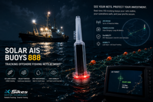Solar AIS BUOYS 888 tracking offshore fishing nets at night